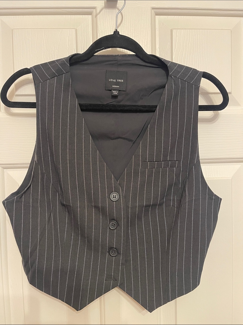 Love Tree Black Pinstripe Dress Vest S:M